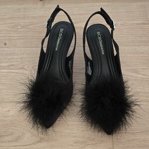 BCBG Generation Slingbacks With Feather Pouf